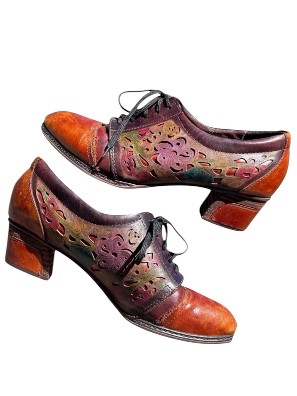 L'artiste Laser Cut Shoes 41 Goth Whimsgoth Artsy Boho Dark Academia Lace Up - Picture 1 of 14